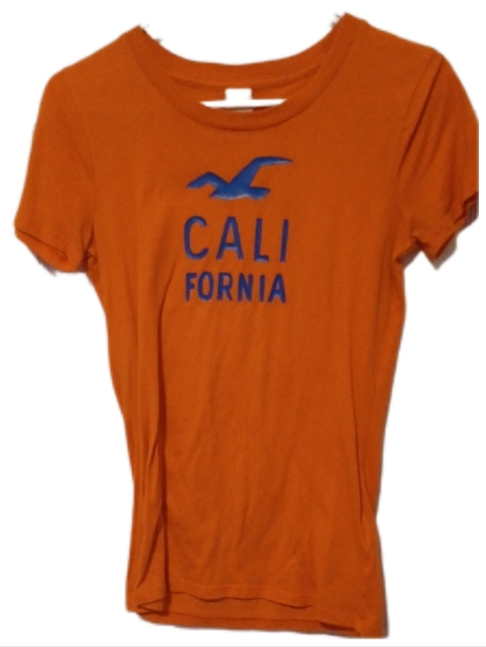 << Hollister Orange 'Cali' Logo Women's Tee Size Medium